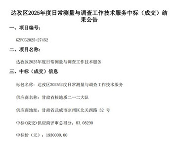 测绘院成功中标达孜区2025年日常测量与调查项目